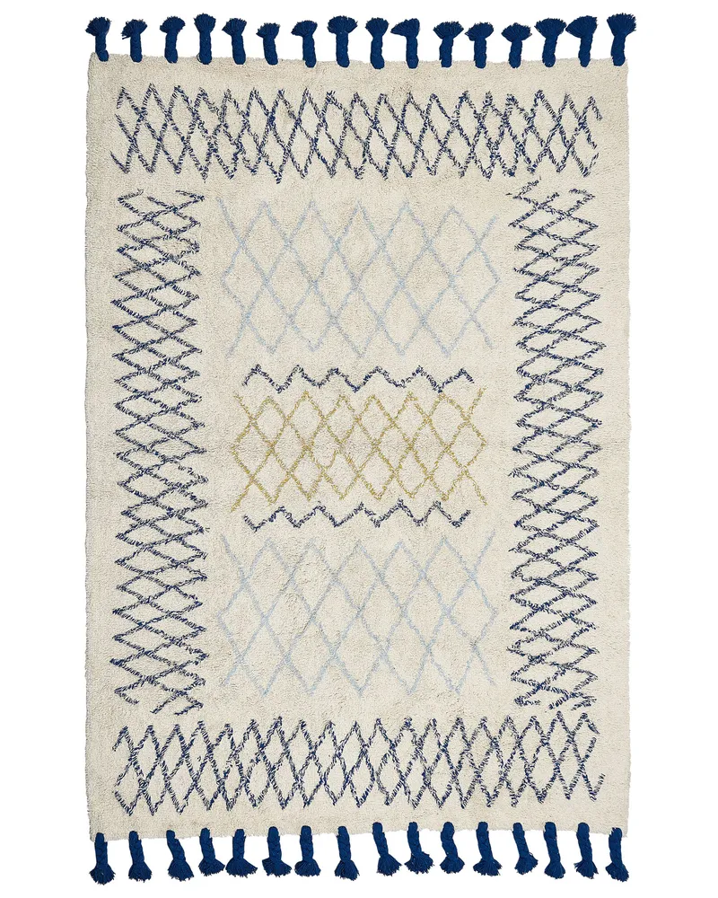 Algodão puro Area Rug 160 x 230 cm Beige and Blue ERZINCAN