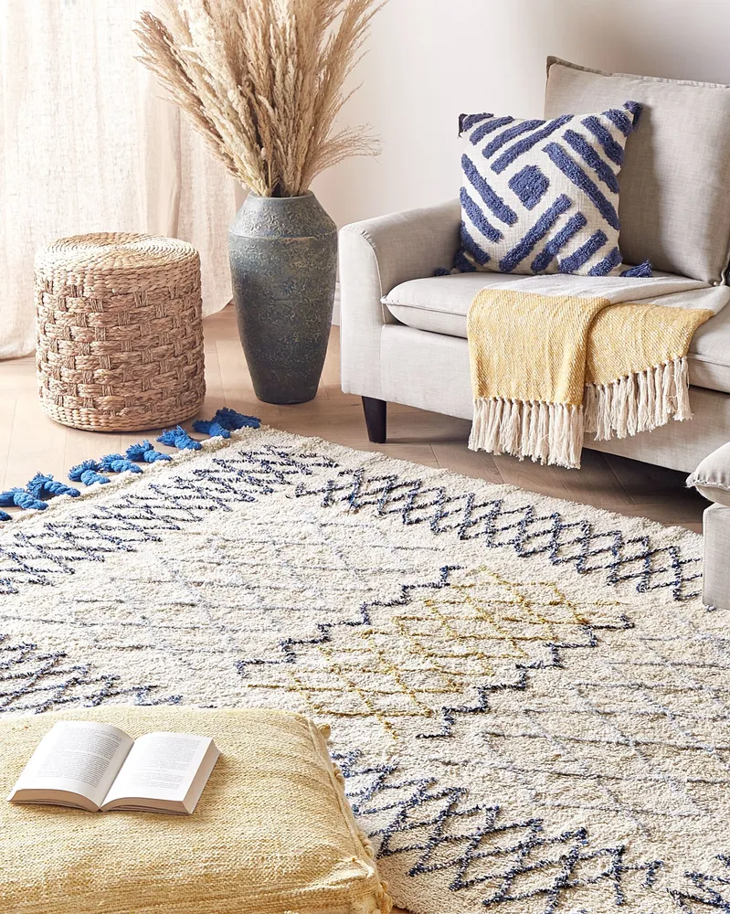 Algodão puro Area Rug 160 x 230 cm Beige and Blue ERZINCAN