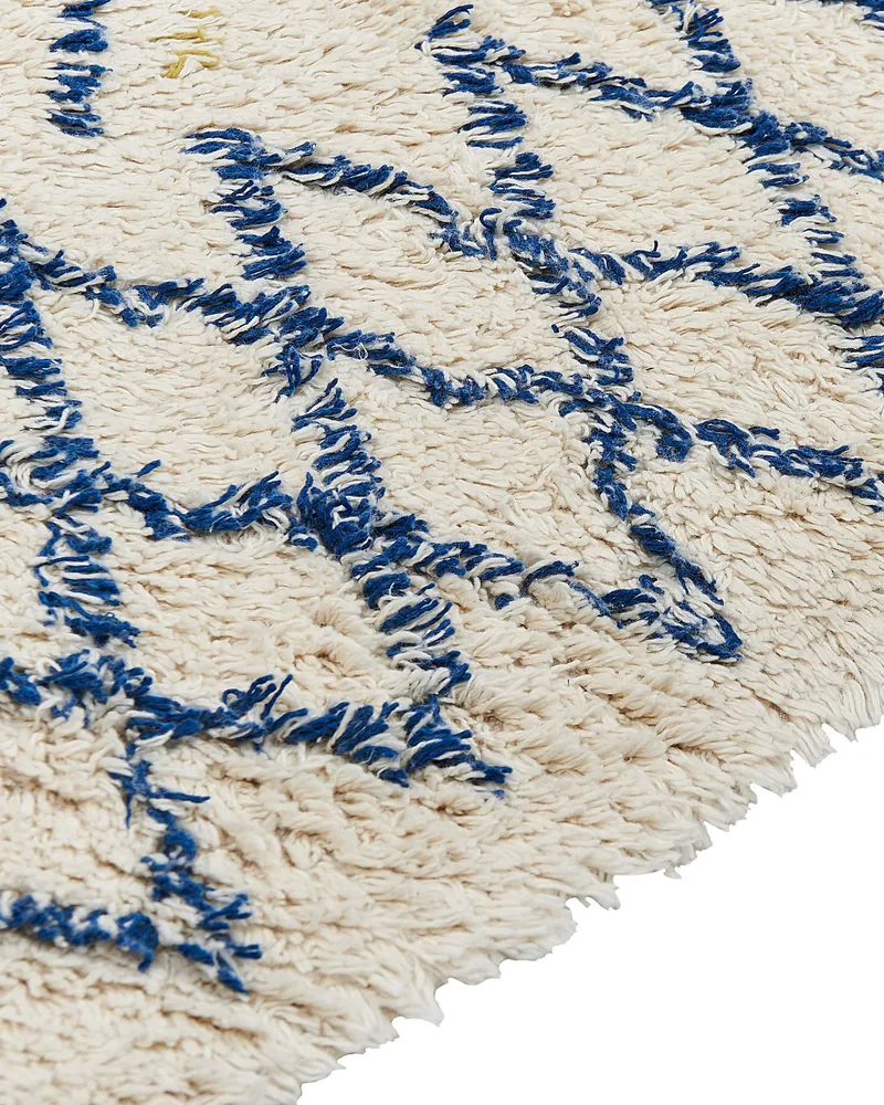 Algodão puro Area Rug 160 x 230 cm Beige and Blue ERZINCAN