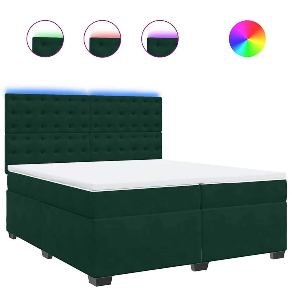 Cama de Ar Cama com molasemcolchão 200x200 cm veludo verde-escuro