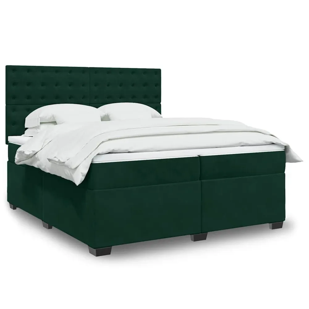 Cama de Ar Cama com molasemcolchão 200x200 cm veludo verde-escuro