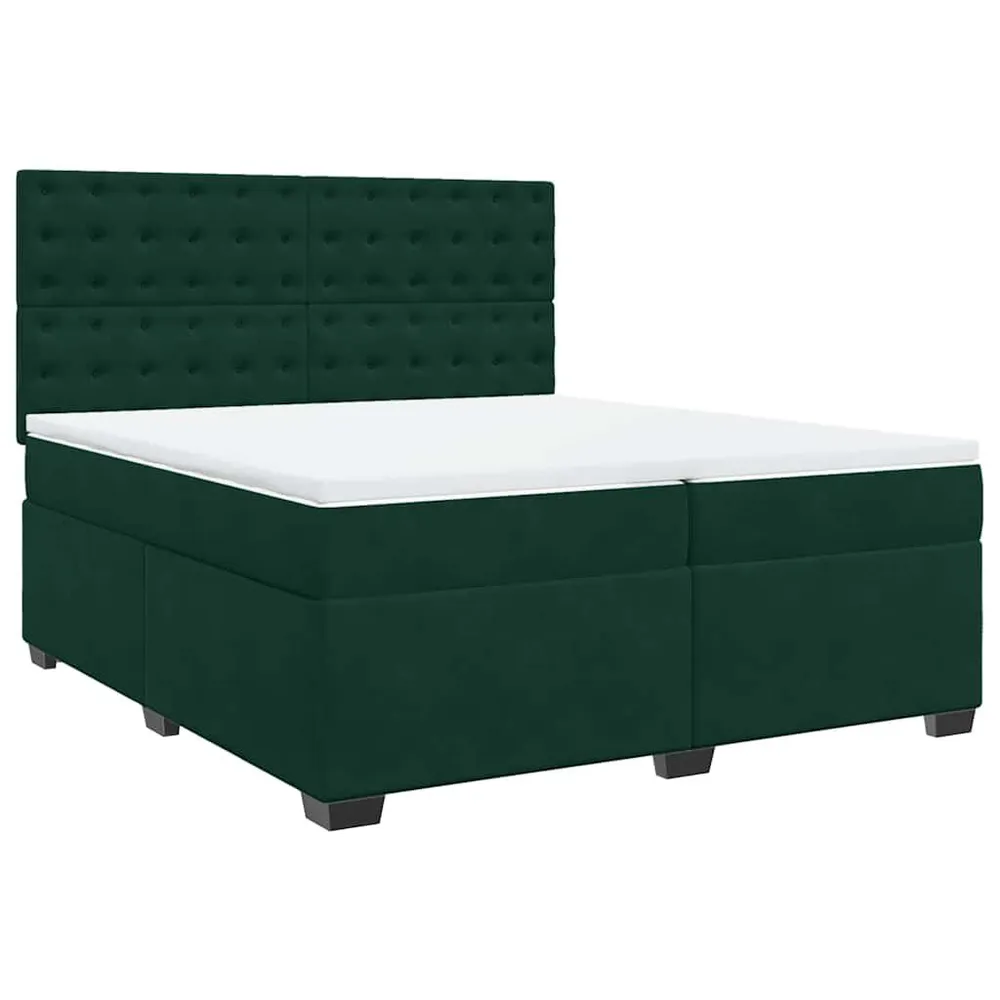 Cama de Ar Cama com molasemcolchão 200x200 cm veludo verde-escuro