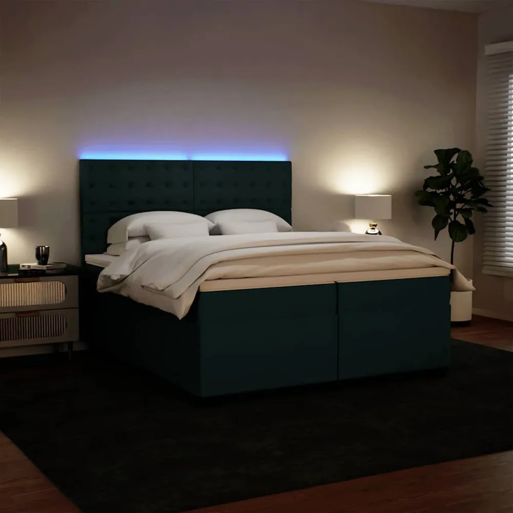 Cama de Ar Cama com molasemcolchão 200x200 cm veludo verde-escuro