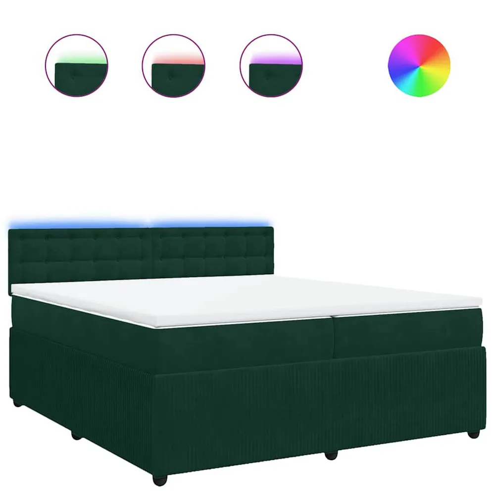 Cama de Ar com Bomba Cama com molasemcolchão 200x200 cm veludo verde-escuro