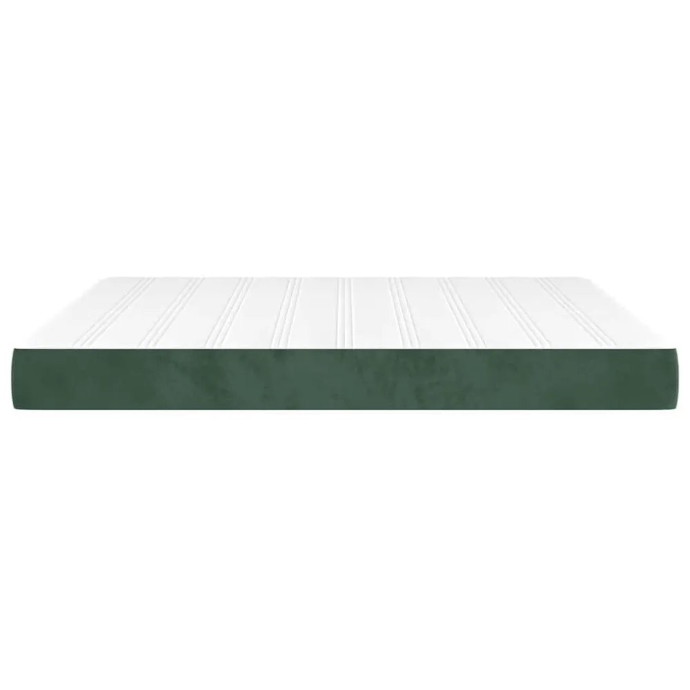Colchão de molas ensacadas 160x220x20 cm veludo verde-escuro Portátil e Dobrável