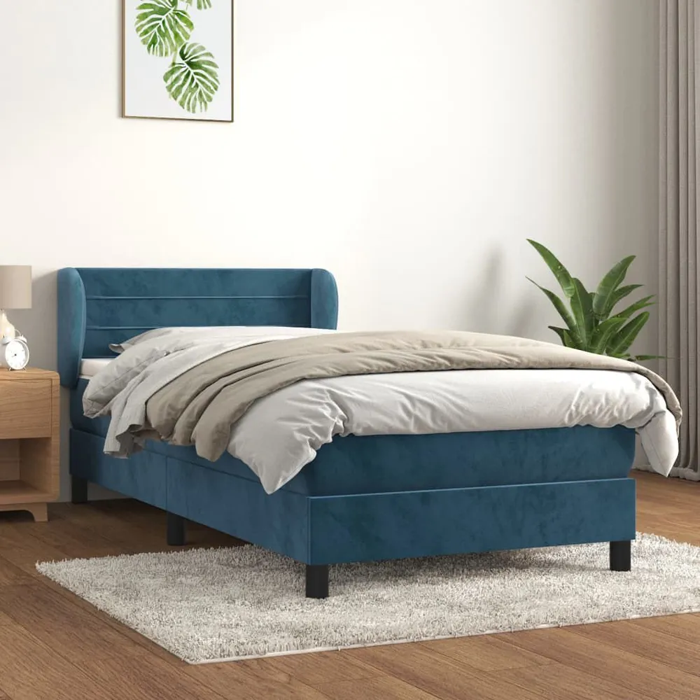 Colchão para Camping Cama com molasemcolchão 100x200 cm veludo azul-escuro
