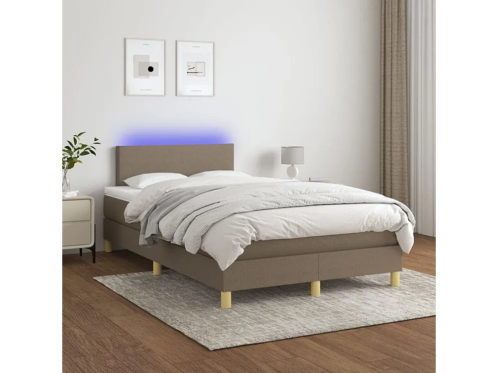 Cama box spring colchão/LED 120x200cm tecido cinza-acastanhado