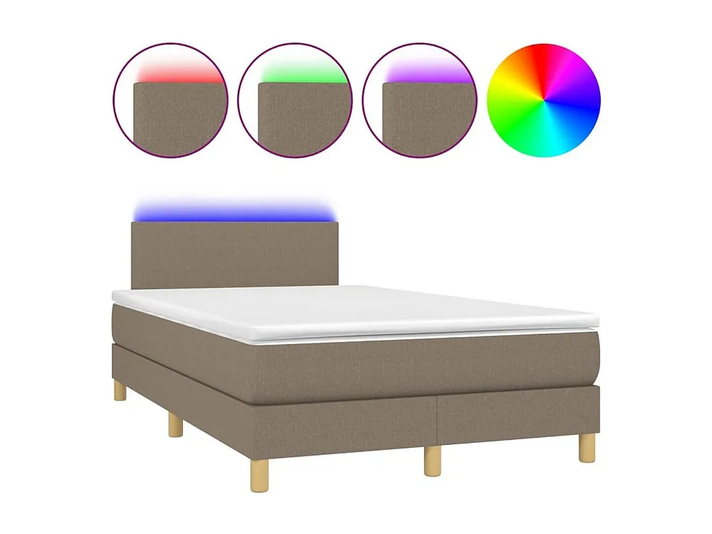 Cama box spring colchão/LED 120x200cm tecido cinza-acastanhado