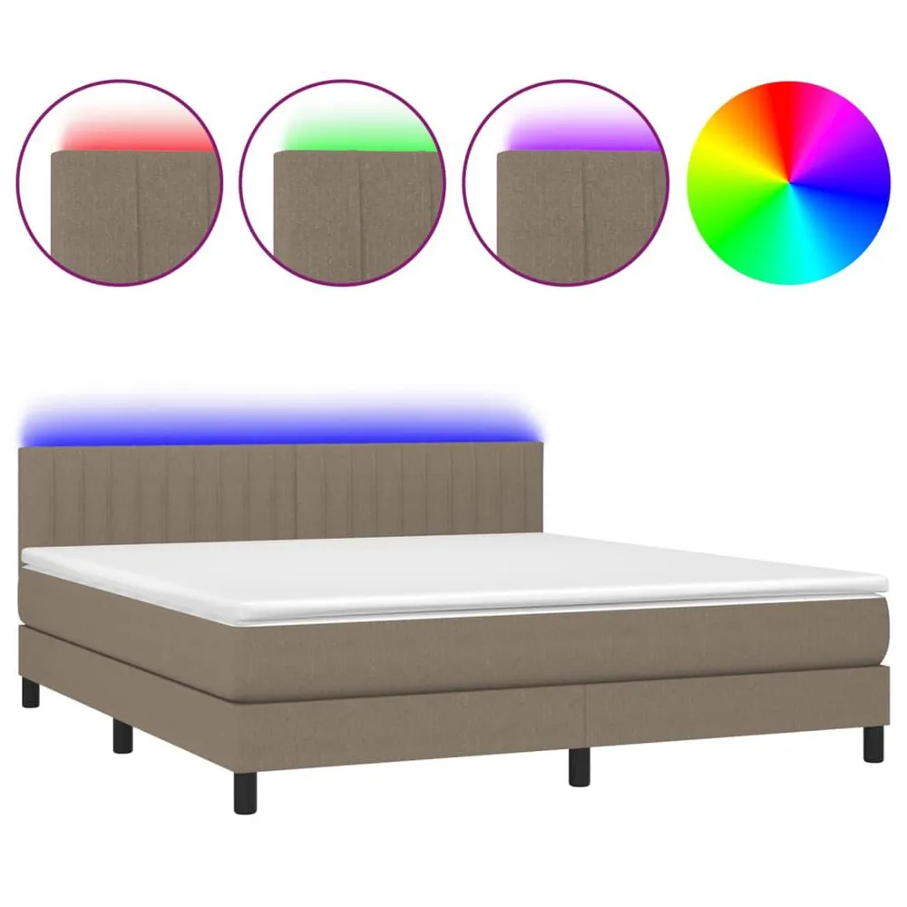 Cama box spring colchão/LED 180x200cm tecido cinza-acastanhado