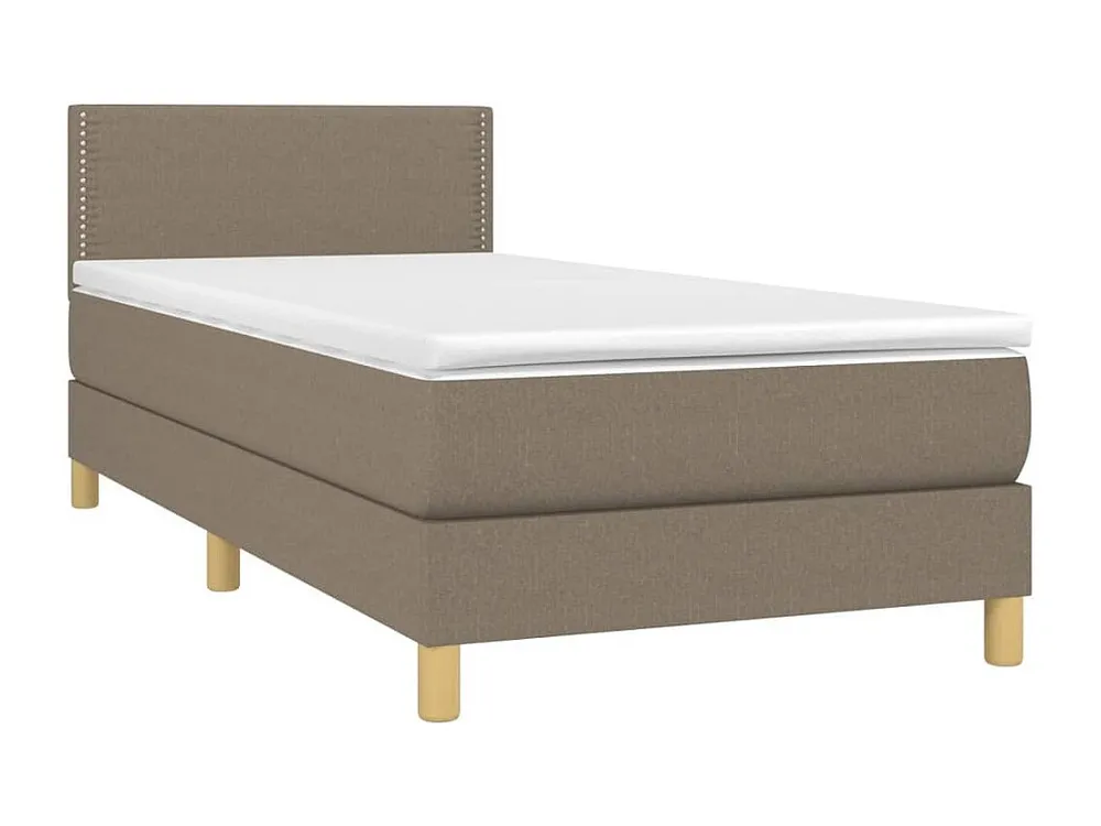 Cama box spring + colchão/LED 90x190cm tecido cinza-acastanhado