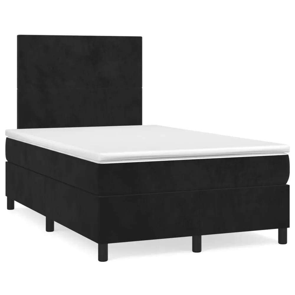 Cama box spring com colchão e LED 120x190 cm couro artif. preto