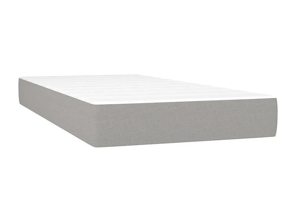 Cama box spring com colchão e LED 90x200 cm tecido cinza-claro