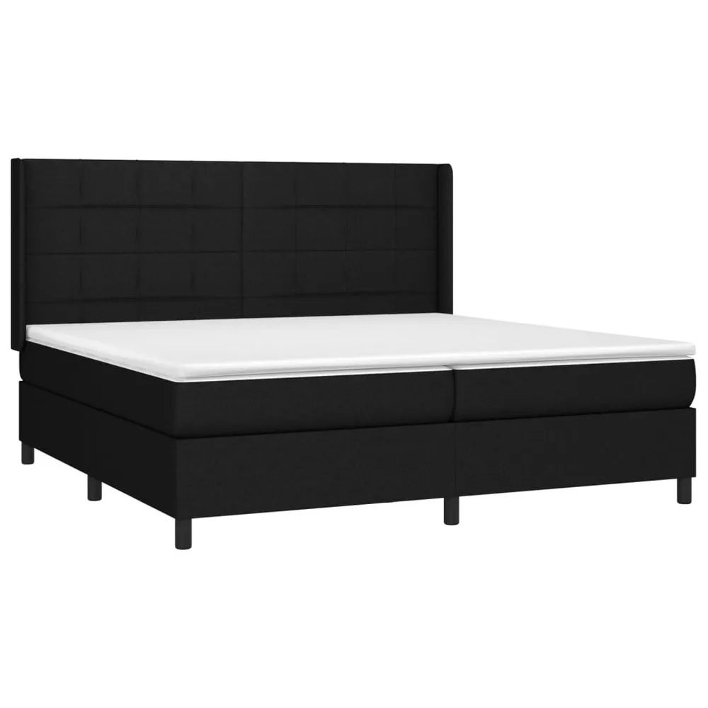 Cama box spring com colchão e LED 200x200 cm tecido preto