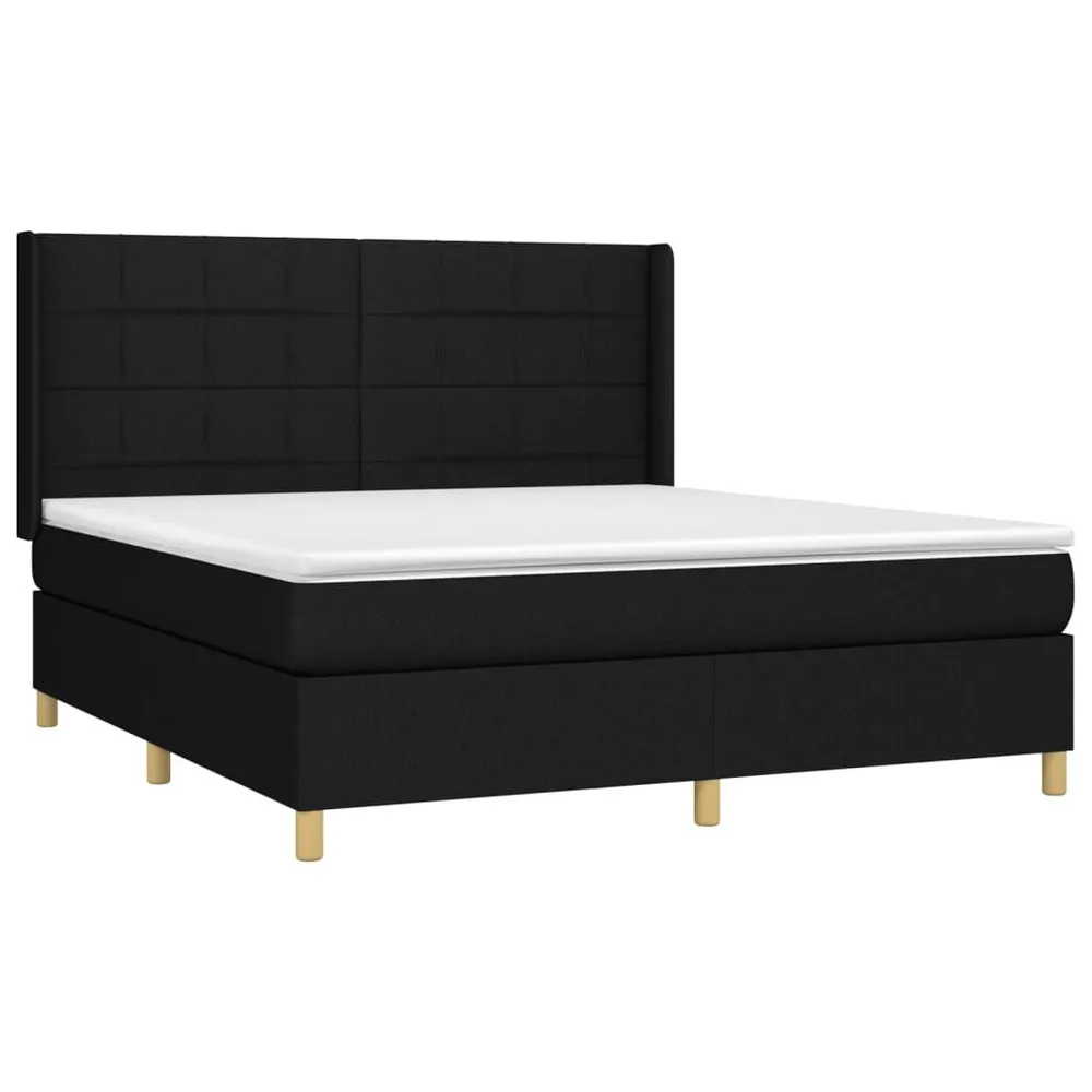 Cama box spring com colchão e LED 160x200 cm tecido preto