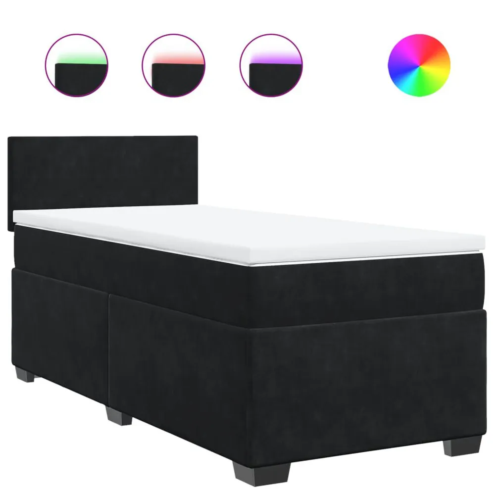 Cama box spring com colchão solteiro veludo preto