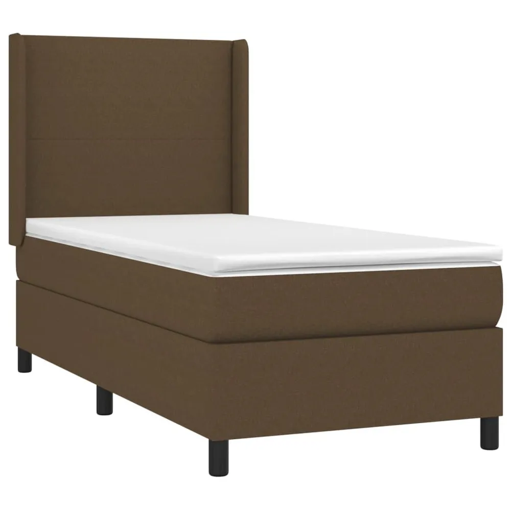 Cama box spring com colchão/LED 100x200cm tecido castanho-escuro