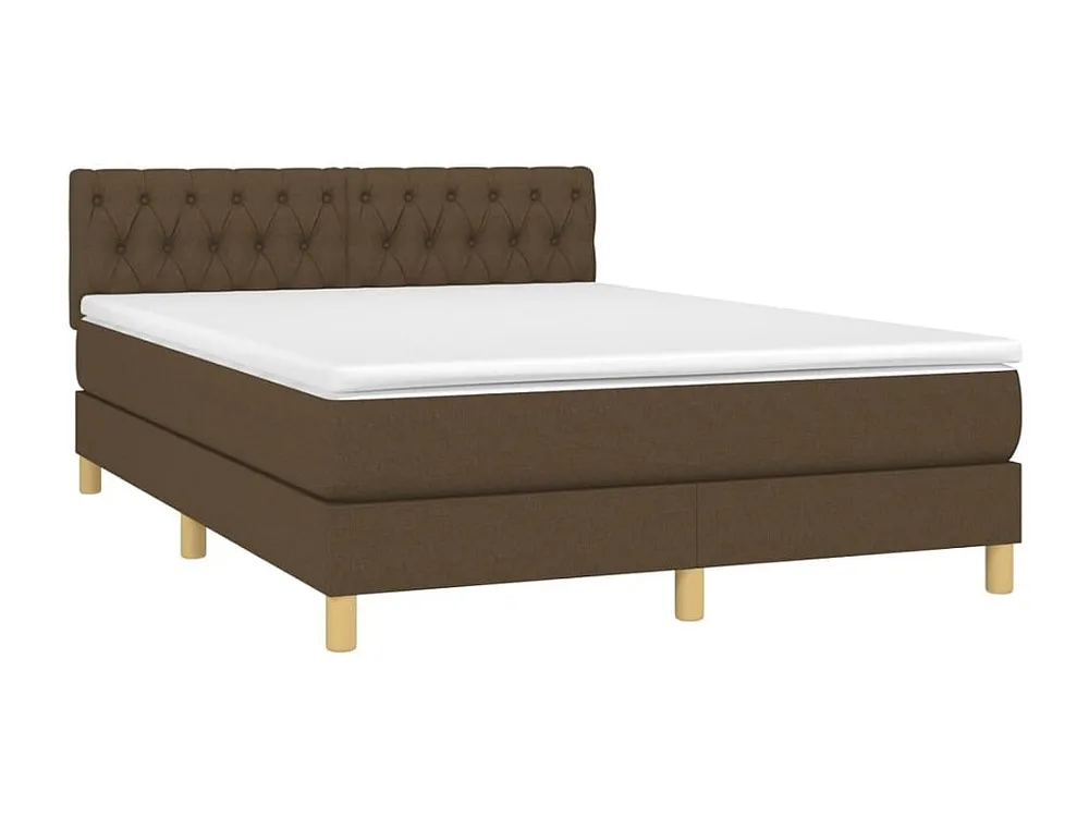 Cama box spring com colchão/LED 140x200cm tecido castanho-escuro