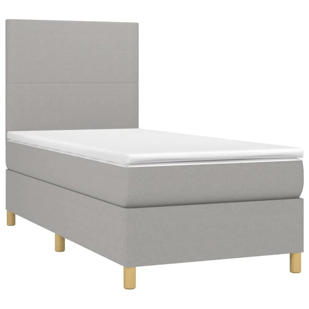 Cama box spring com colchão/LED 180x200cm tecido castanho-escuro