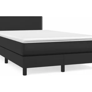 Cama boxspring com colchão 120x190 cm couro artificial preto