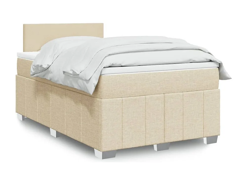 Cama boxspring com colchão 120x190 cm tecido cor creme