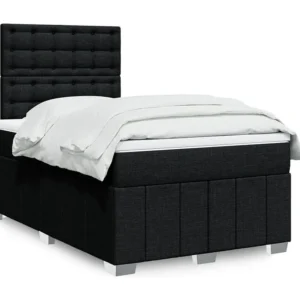 Cama boxspring com colchão 120x190 cm tecido preto