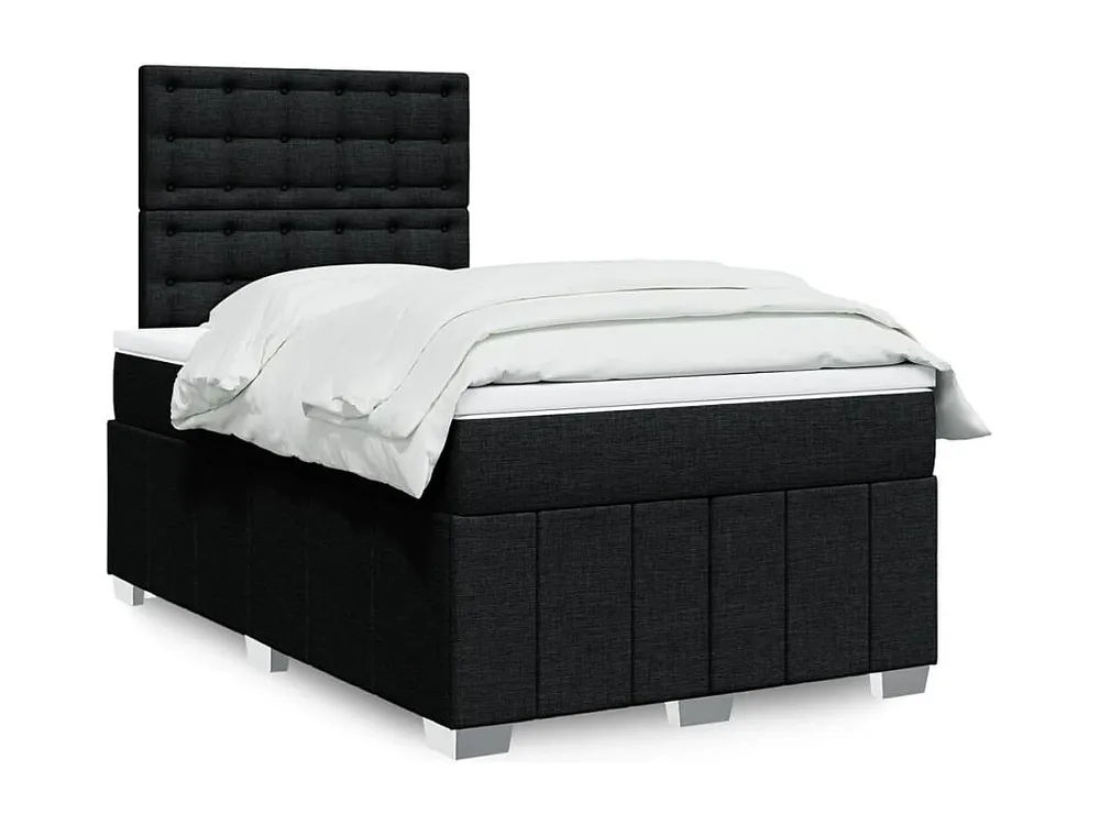 Cama boxspring com colchão 120x190 cm tecido preto