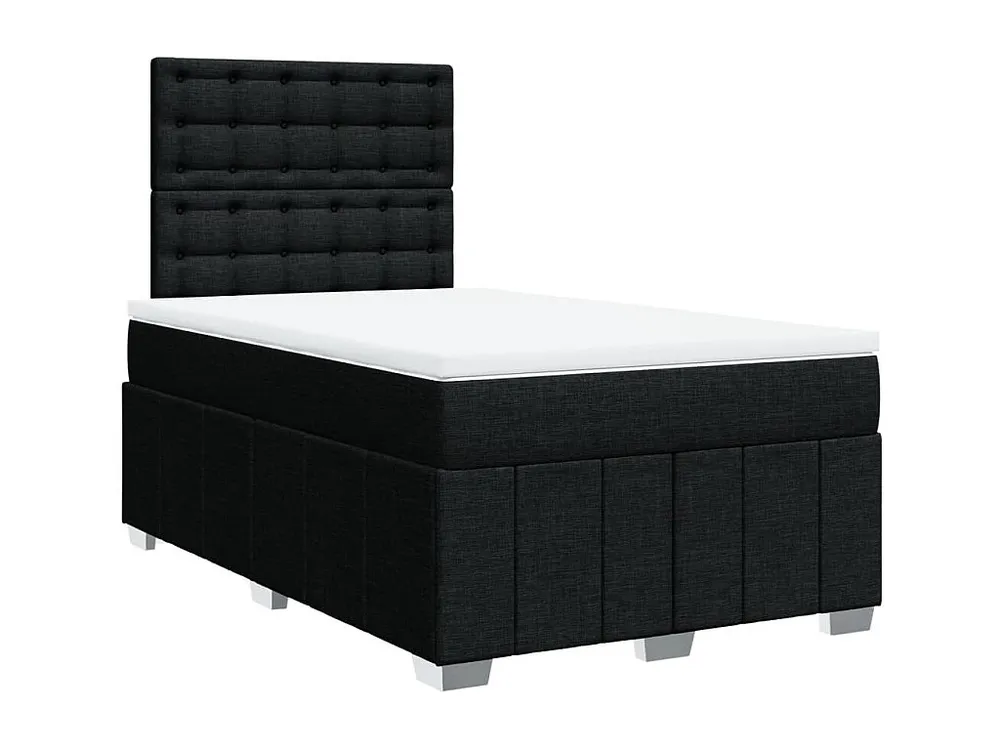 Cama boxspring com colchão 120x190 cm tecido preto