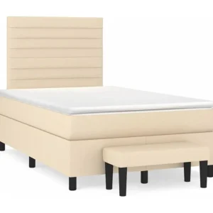Cama boxspring com colchão 120x190 cm tecido cor creme