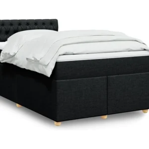 Cama boxspring com colchão 120x190 cm tecido preto