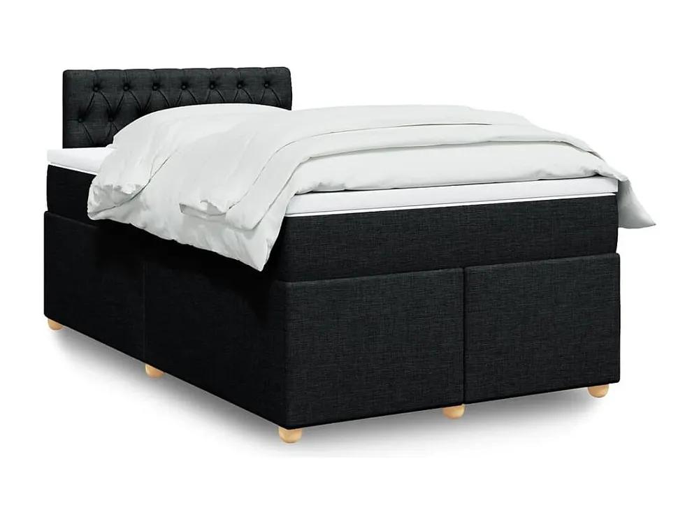 Cama boxspring com colchão 120x190 cm tecido preto