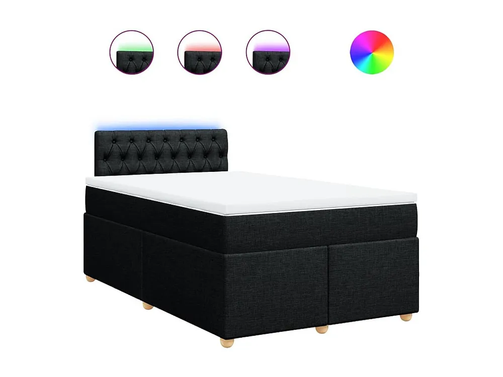Cama boxspring com colchão 120x190 cm tecido preto