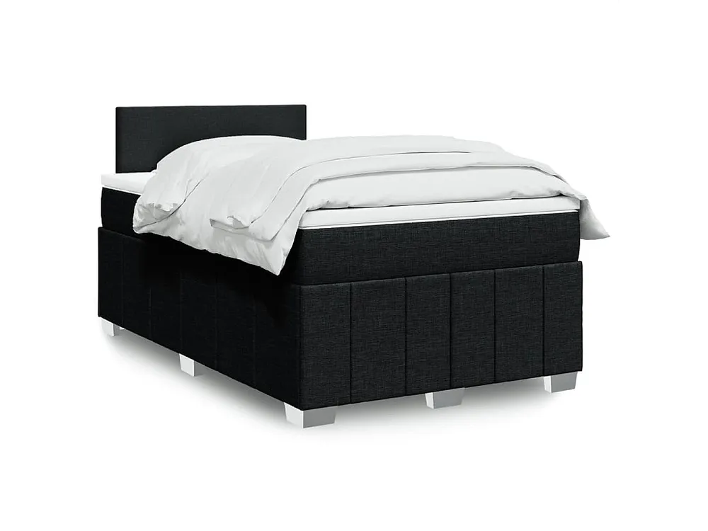 Cama boxspring com colchão 120x190 cm tecido preto