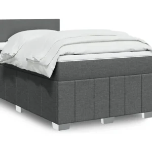 Cama boxspring com colchão 120x190 cm tecido cinzento-escuro