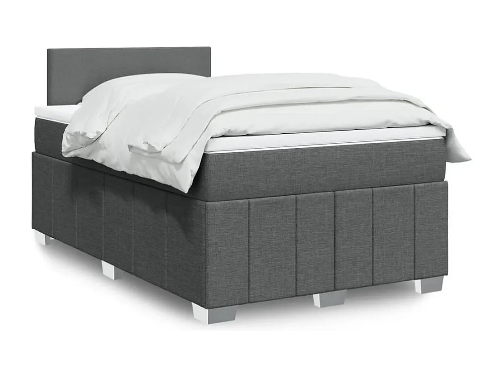 Cama boxspring com colchão 120x190 cm tecido cinzento-escuro