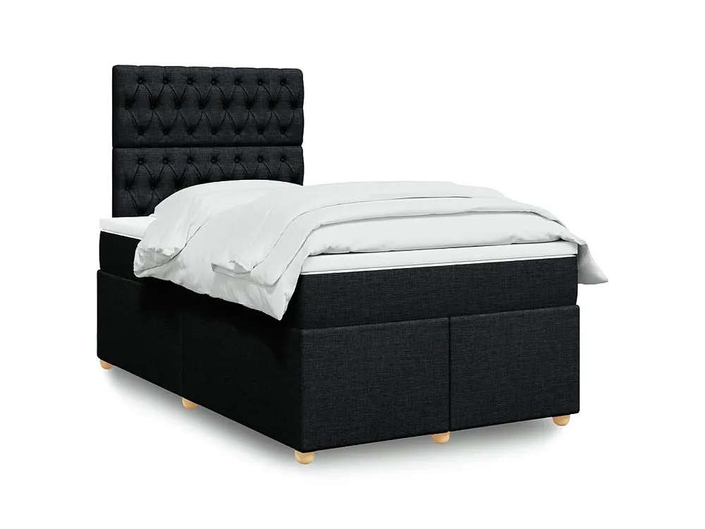 Cama boxspring com colchão 120x190 cm tecido preto