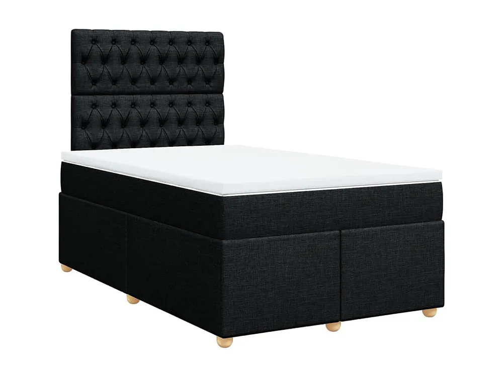 Cama boxspring com colchão 120x190 cm tecido preto