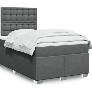 Cama boxspring com colchão 120x190 cm tecido cinzento-escuro