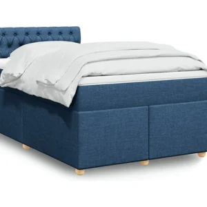 Cama boxspring com colchão 120x190 cm tecido azul