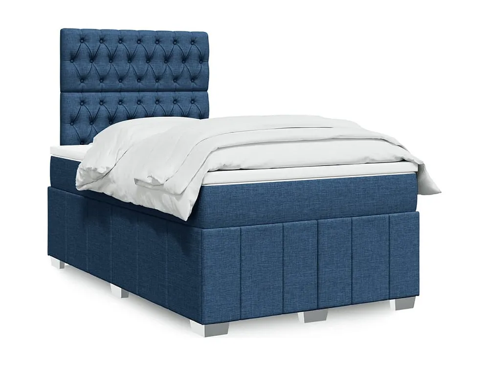 Cama boxspring com colchão 120x190 cm tecido azul
