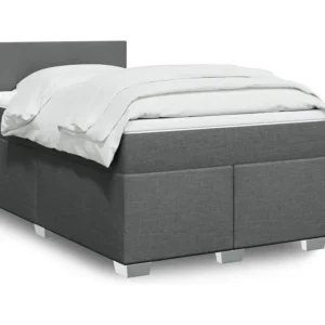 Cama boxspring com colchão 120x190 cm tecido cinzento-escuro
