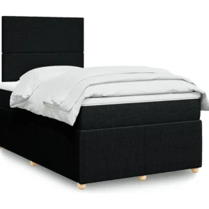 Cama boxspring com colchão 120x190 cm tecido preto