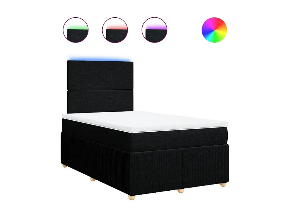 Cama boxspring com colchão 120x190 cm tecido preto