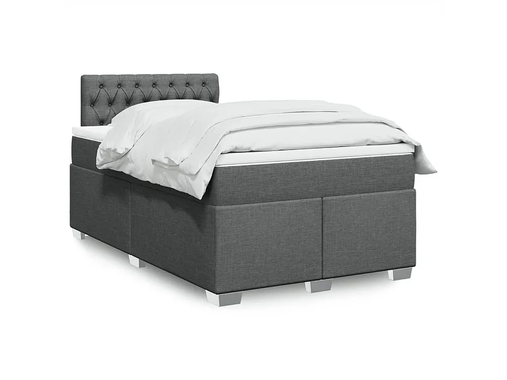 Cama boxspring com colchão 120x190 cm tecido cinzento-escuro
