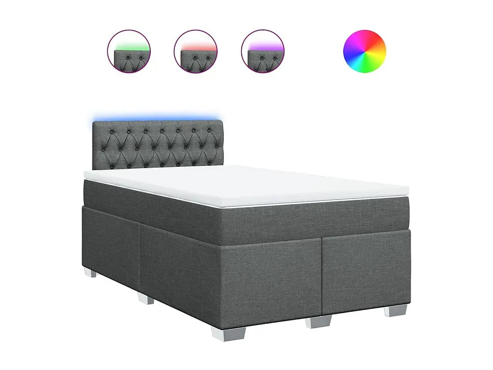 Cama boxspring com colchão 120x190 cm tecido cinzento-escuro