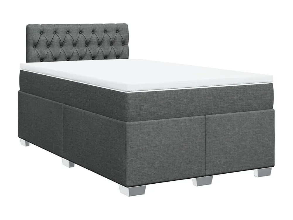 Cama boxspring com colchão 120x190 cm tecido cinzento-escuro
