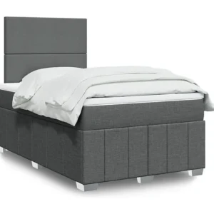 Cama boxspring com colchão 120x190 cm tecido cinzento-escuro