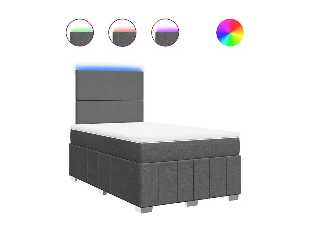 Cama boxspring com colchão 120x190 cm tecido cinzento-escuro
