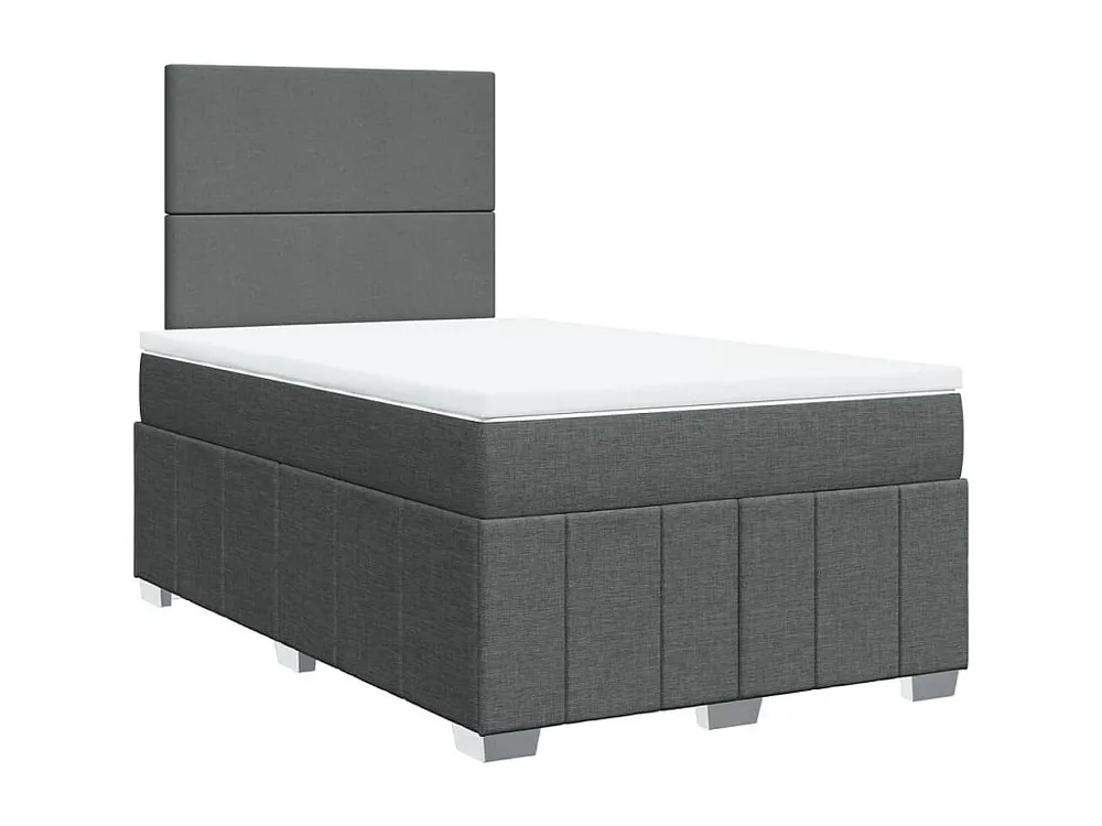 Cama boxspring com colchão 120x190 cm tecido cinzento-escuro