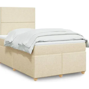 Cama boxspring com colchão 120x190 cm tecido cor creme