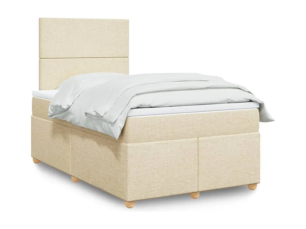 Cama boxspring com colchão 120x190 cm tecido cor creme